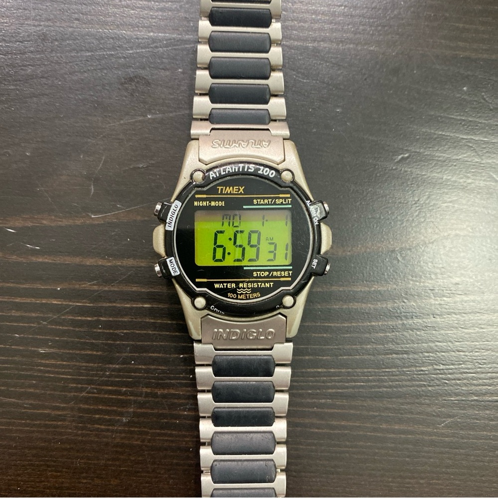 Timex Silver and Black Digital Watch